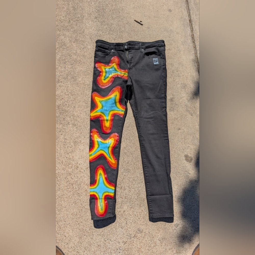 Hand Painted Black Jeans